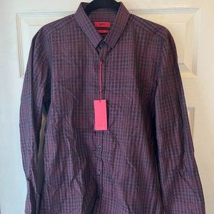 HUGO BOSS SLIM-FIT DRESS SHIRT IN COTTON  MEDIUM BURGUNDY MSRP $175 NEW w TAGS